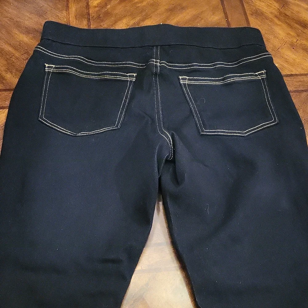 •L.E.I•HIGH WITH TAN STITCHING DARK SKINNY DENIM JEGGINGS SIZE LARGE - Picture 5 of 8